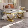 White and Gold Rectangle Living Room Tea Table, Elegant Coffee Tables for Living Room, Coffee table 4
