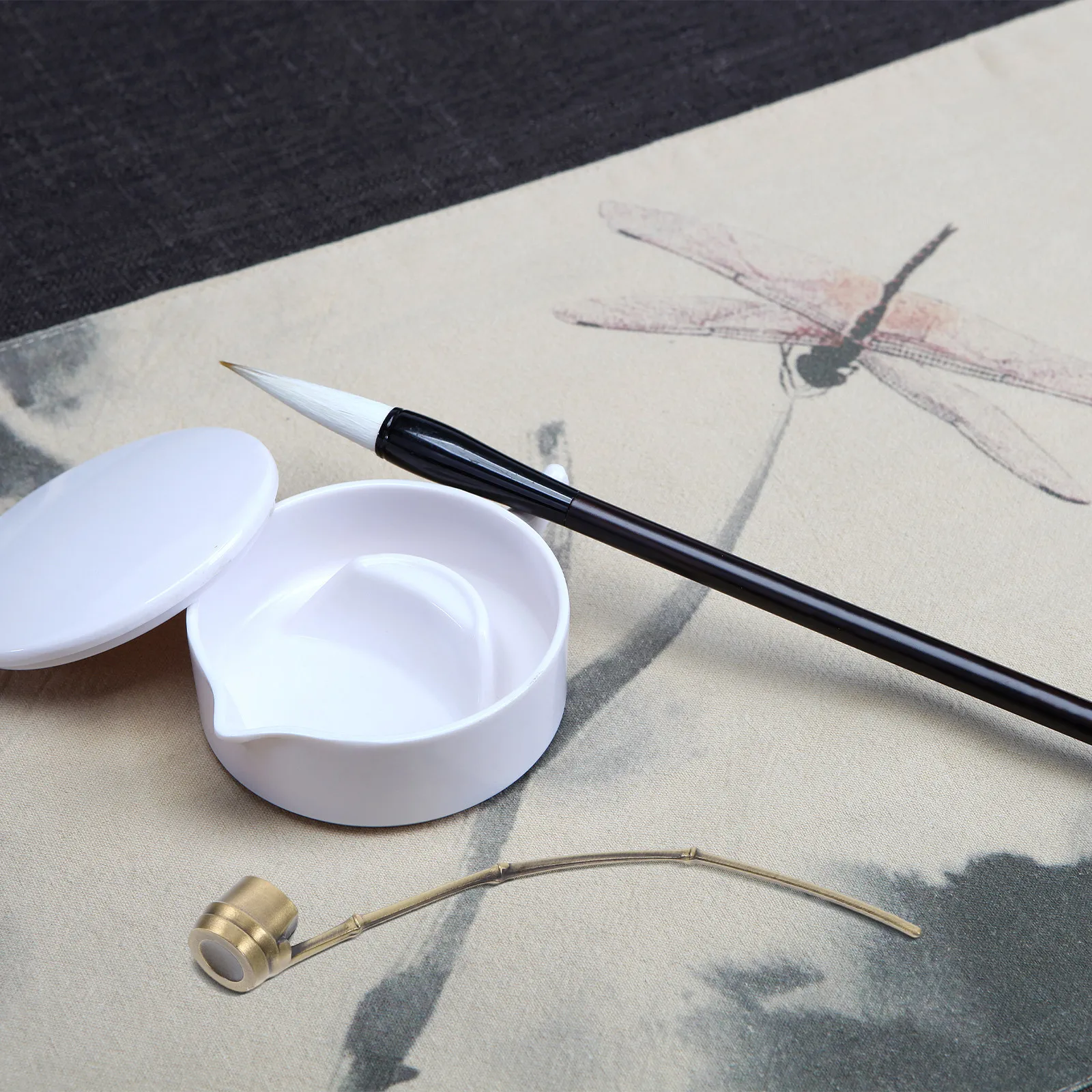 구리 물주걱 수제 다기능 잉크 스톤 스쿱 브러쉬 워셔(중국 서예 그림 예술 드로잉용)