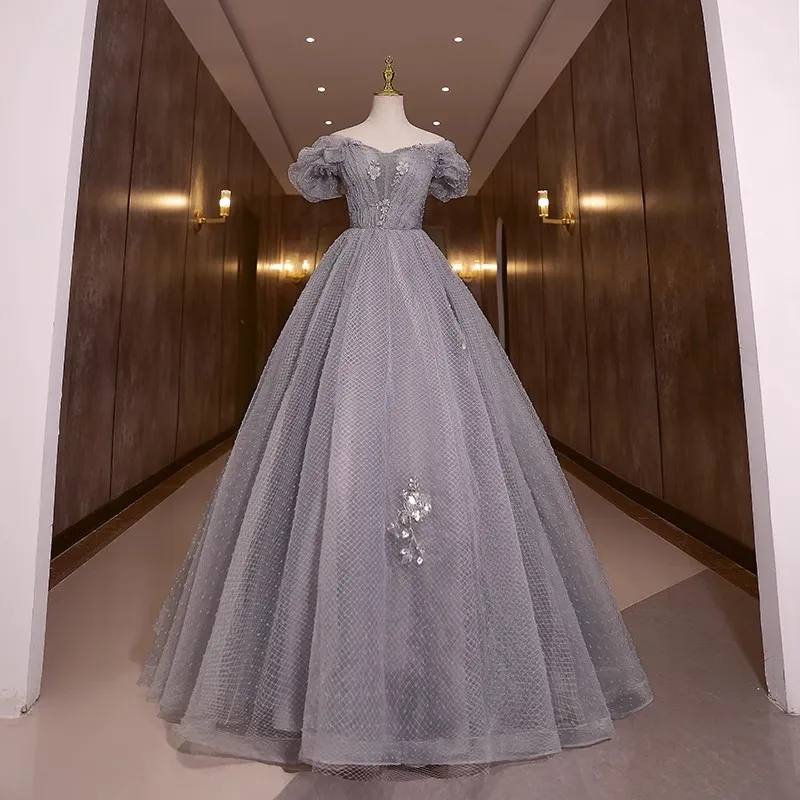 

Ashely Alsa Luxury Women Prom Party Dresses Short Sleeve Ball Gown Long Formal Evening Gown Quinceanera Dress Vestido 15 Anos