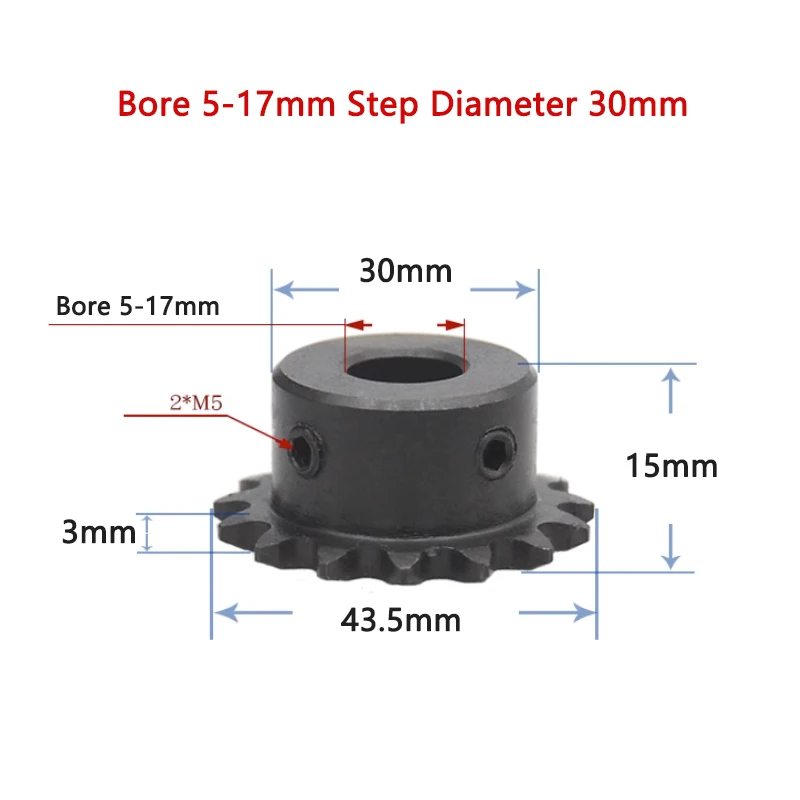 20T 04C Chain Gear 45# Steel 20 Teeth Industrial Drive Sprocket Wheel Bore 5-20mm 1pc