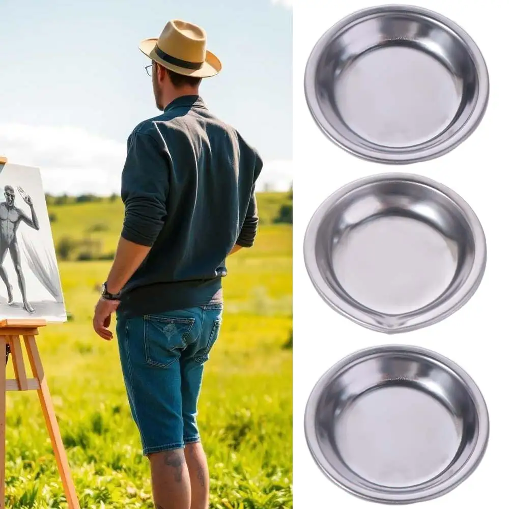 10pcs 스테인레스 스틸 페인팅 컬러 볼 드로잉 타블렛 미니 페인트 컬러 믹싱 컵 재사용 가능한 팔레트 플레이트 푸어 마우스 팔레트