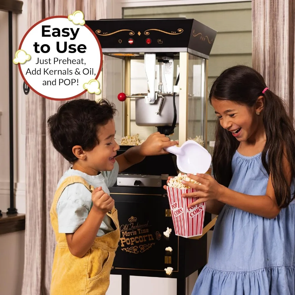 Popcorn Maker Machine-Professional Cart With 8 Oz Kettle Makes Up to 32 Cups-Vintage Popcorn Machine Movie