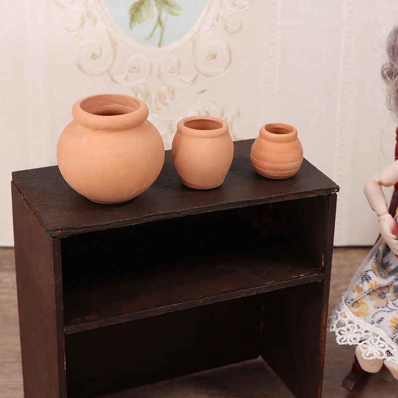 1:12 Puppenhaus Miniaturen Decora Vase Mini Terrakotta Blumen Topf DIY Puppenhaus Küche Lebensmittel Lagerung Glas DIY Szene Rollenspiel – Detail 1