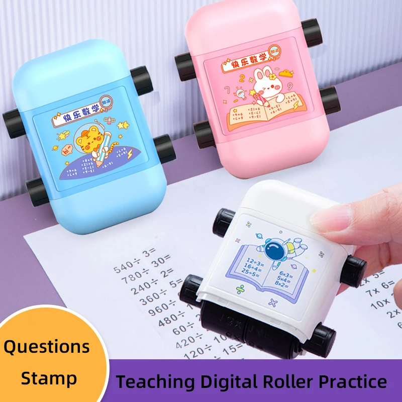 Double Sided Addition Subtraction Multiplication Division Seal Students Teaching Digital Roller Practice Question Stamp