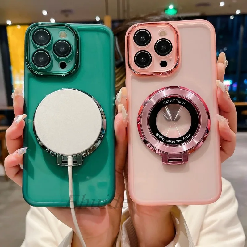 Wireless Magnetic Stand Case with Ring Holder, Clear Soft Cover