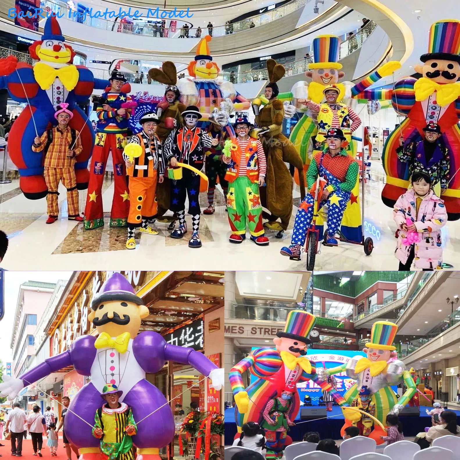 3.5M Cartoon Clown DIY Walking Dance Inflatable Air Model for Playground Performance Props Festival Supermarket Circus Puppet