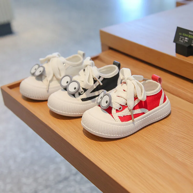 Autumn Cartoon Solid Color Baby Walking Shoes Soft Sole Fashion Children's Sports Shoes 1-3 Year Old Baby Canvas Shoes