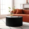 Round Coffee Table Set of 2, Coffee Tables with Moon Side, Tables Set Wooden Nesting ，Coffee Table with Fluted for Living Room 5