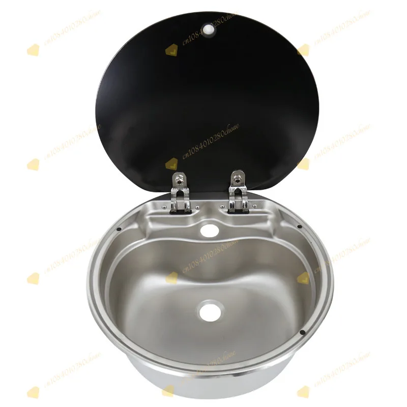 RV Sink with Covered Kitchen Sink Wash Trough Folding Flap Single Sink Stainless