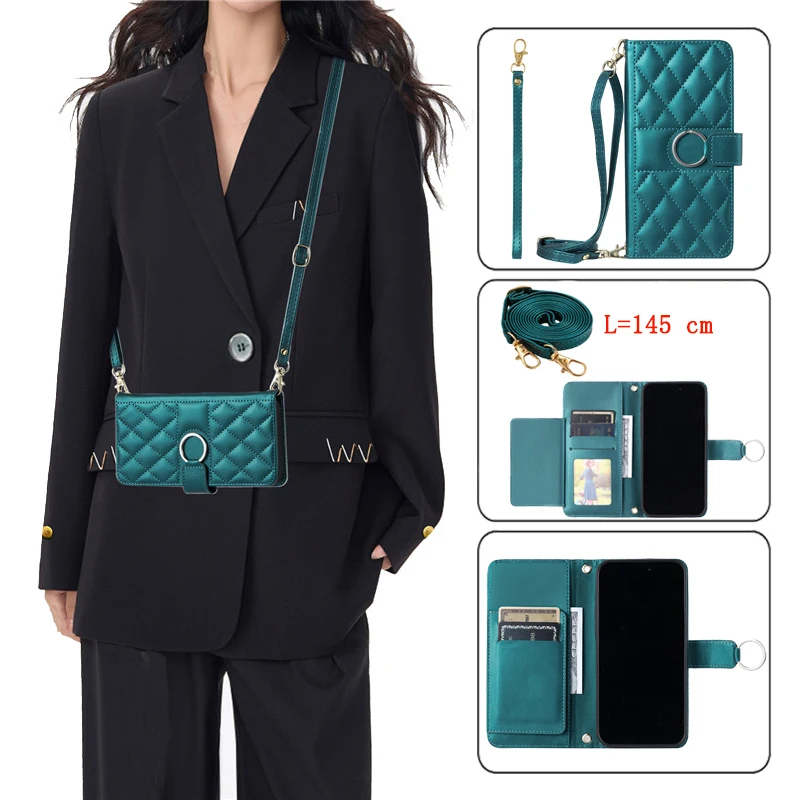 Elegant Leather Flip Wallet Crossbody Phone Case
