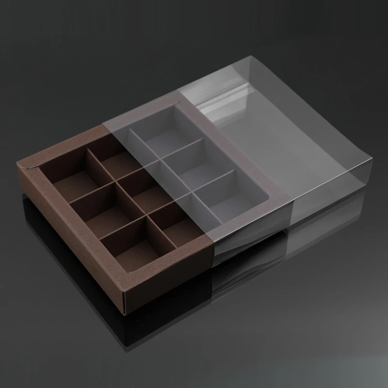 10PCS Chocolate Macarons and Mooncake Boxes with 4/9 Grid Inserts, PVC Transparent Wind... - SKU TWGP1111 - UGI Packaging