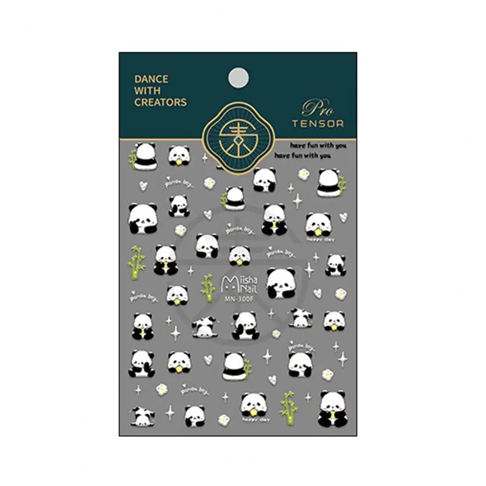 Decorazione Per Unghie Design Impermeabile Cartoon Panda Nail Art Sticker 5D Bamboo Letter Pet Decalcomania Autoadesiva Per Donne Ragazze Finte