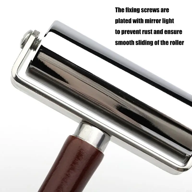 U2JC 26mm 100mm Leather Press Edging Roller, Wood Handle Leather Glues Laminating Roller, Press Edges Roller Tool