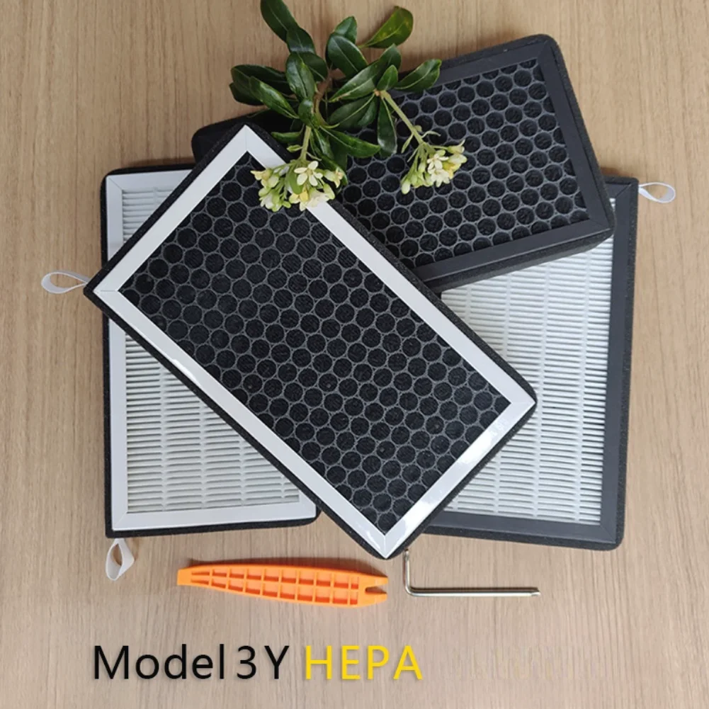 2 pezzi per Tesla Model 3 Model Y 2023 HEPA filtro aria condizionata per auto a carbone attivo sostituzione dell'elemento filtrante