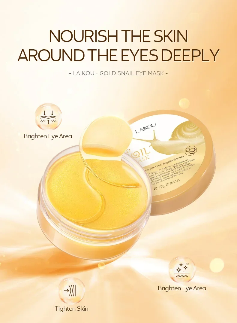LAIKOU Snail Eye Mask Moisturizing Anti Puffiness Dark Circles Firming Skin Reducing Fine Lines Brightening Eye Mask Patches 4