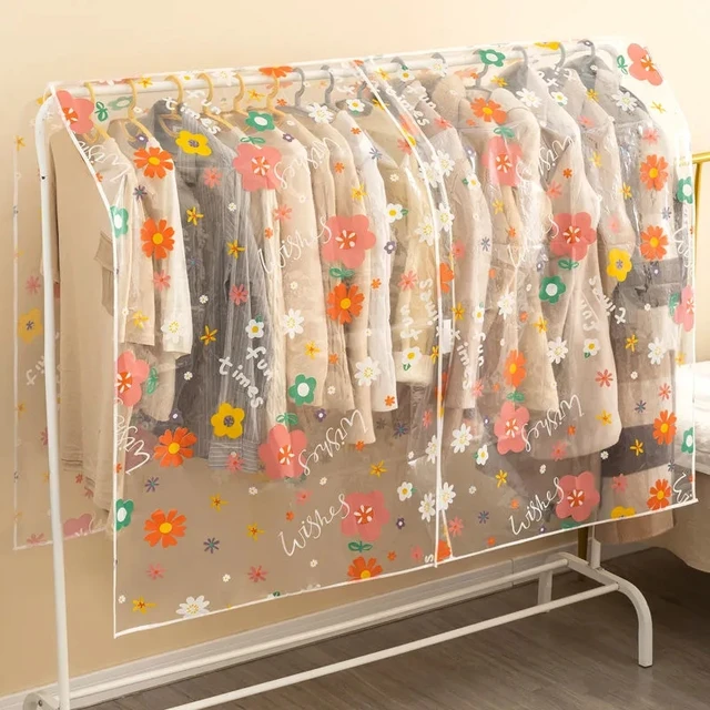 Rajzfilm Virágruhák Porfedél Hálószoba Szárító Állvány Por Burkolat Vastag Kabátos Fogas Porlabat Öltöny Univerzális - Image 5