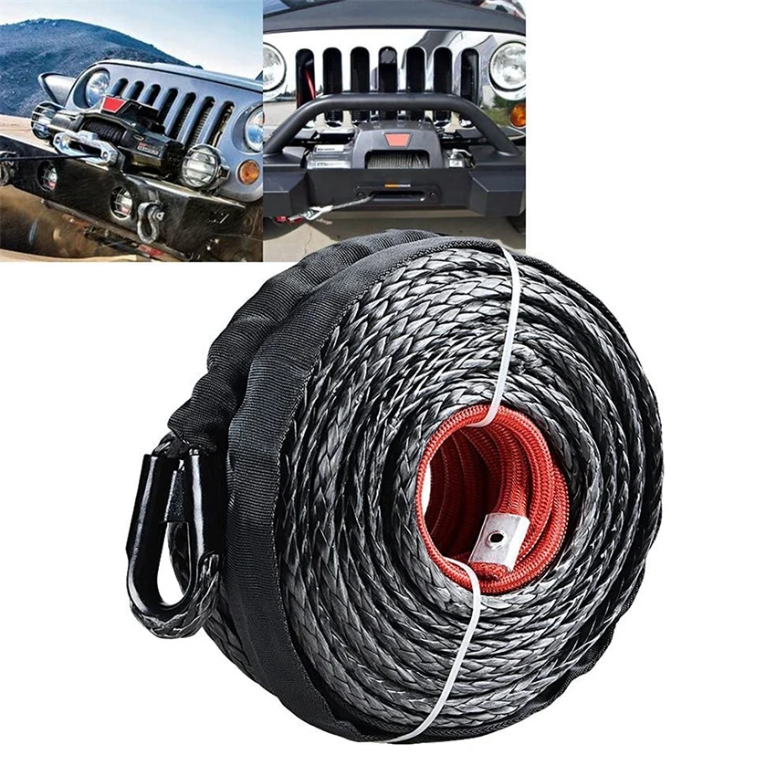 Winch Rope String Line Cable with Sheath 9.5mm Synthetic Towing Rope