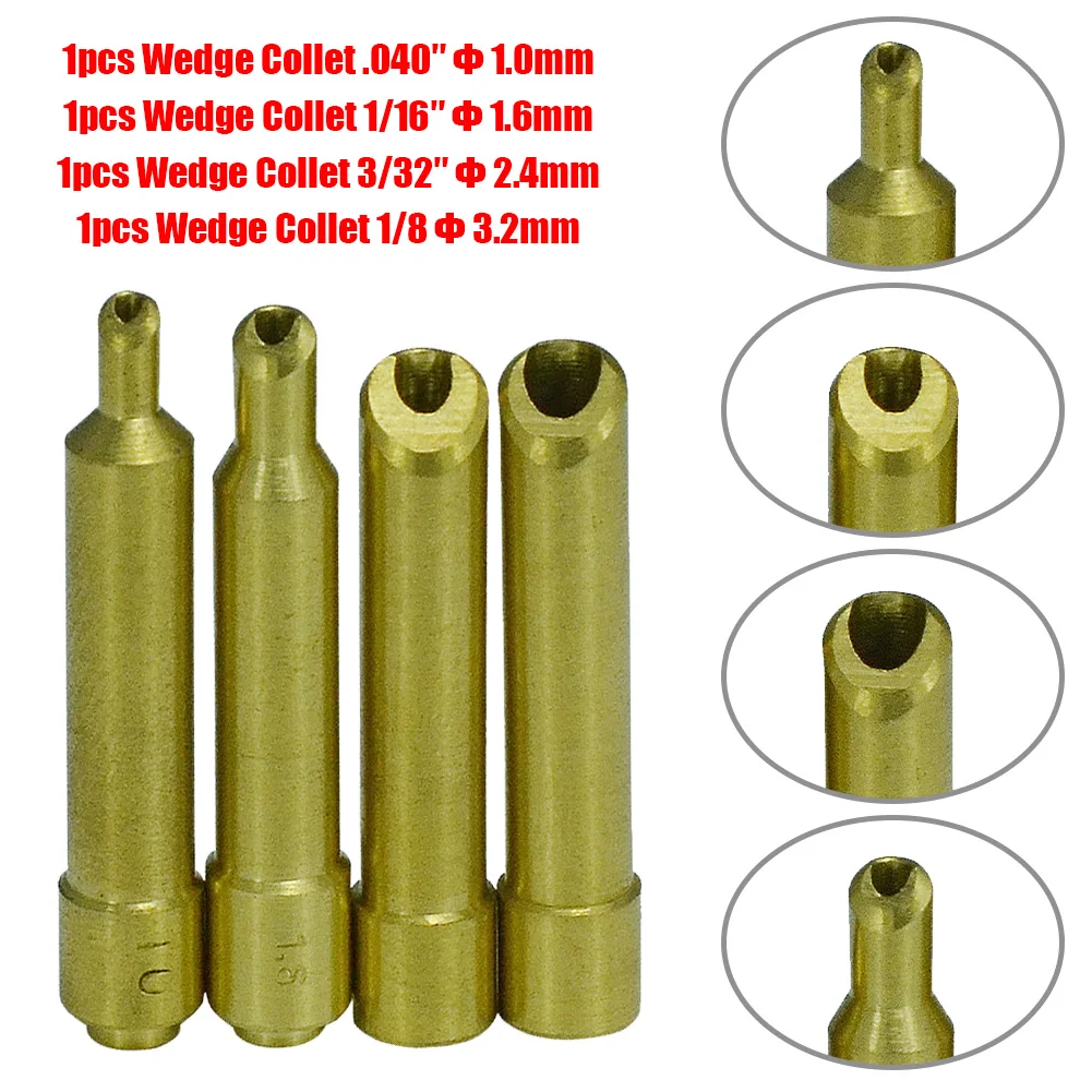 TIG Collet Wedge Collet Kit 4pcs 1.0/1.6/2.4mm For DB SR WP 17 18 26 TIG Welding Torch Welding Torch Kit