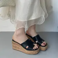 Black Heels Slippers Summer Block Wedge Shoes White Sandals Casual Woman Platform Heels Slippers Brown Sandales Femmes Size 43 - Image 3