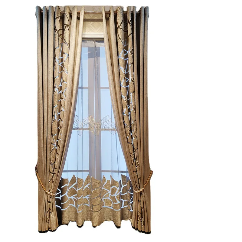 Cortinas nórdicas simples y modernas para sala de estar, cortina bordada hueca de terciopelo, pantalla de ventana de balcón, personalizada para el hogar