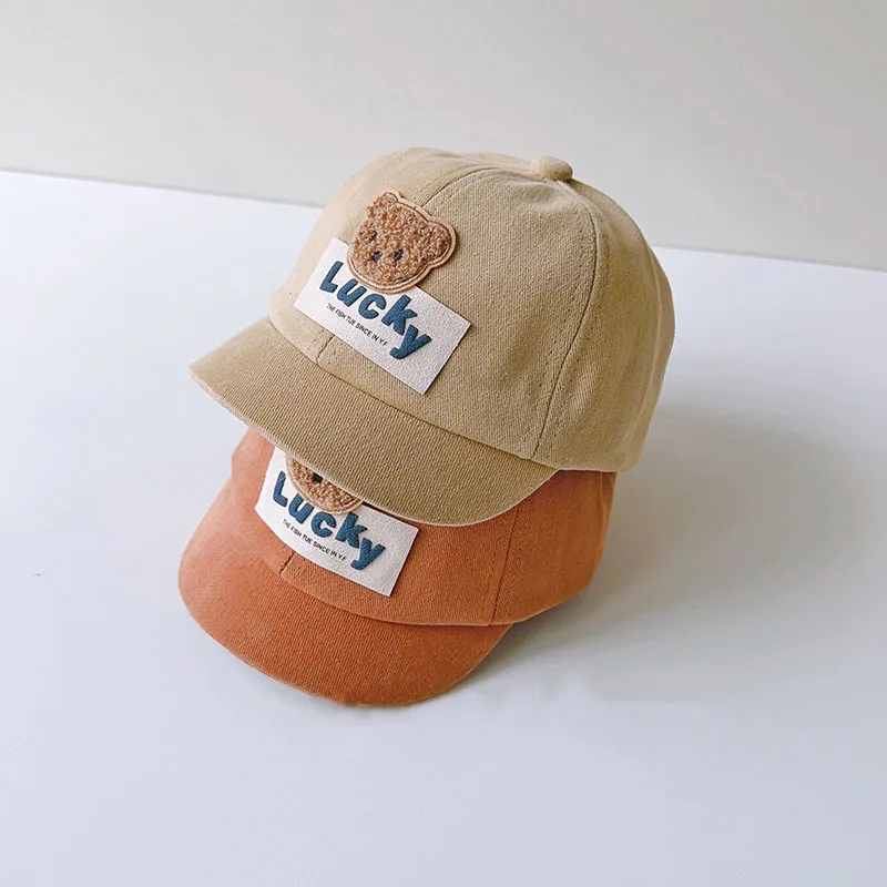Cute Bear Duckbill Cap - Cotton Sunshade Baseball Hat for Kids 1-3 Years
