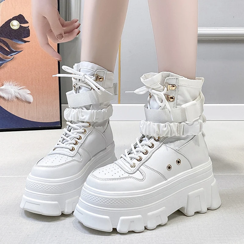 

Gothic Punk Style Platform Motorcycle Boots Women 2023 New Fashion Trend Thick Soled Women Ankle Boots Botas Mujer