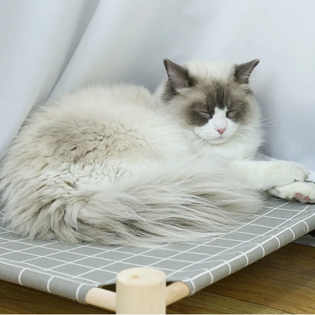 Cat and Dog Hammock Bed  Wooden Cat Hammock Elevated Cooling Bed Detachable Portable Indoor Outdoor Pet Bed Suitable 3