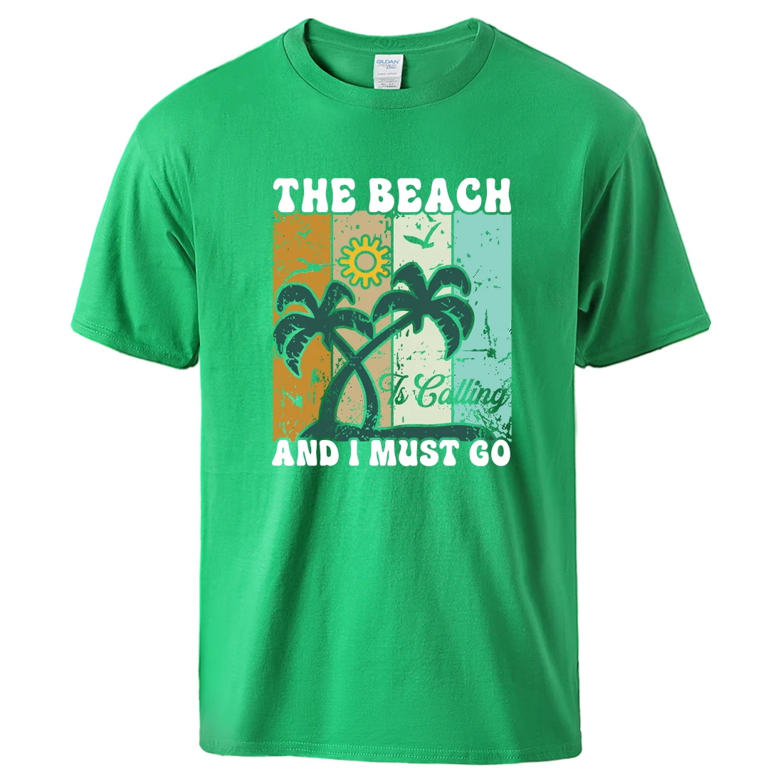 

The Beach Is Calling And I Must Go Short Sleeve Men Cotton Vintage Tee Shirt Breathable Trend Clothed Casual Harajuku Tshirt Man
