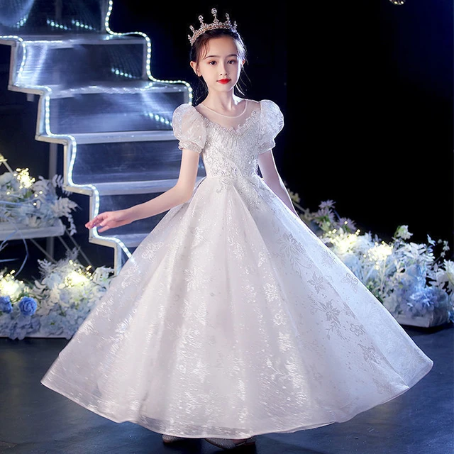 Children's Wedding Dress Sleeveless Lace Birthday Puffy Princess Long Dress