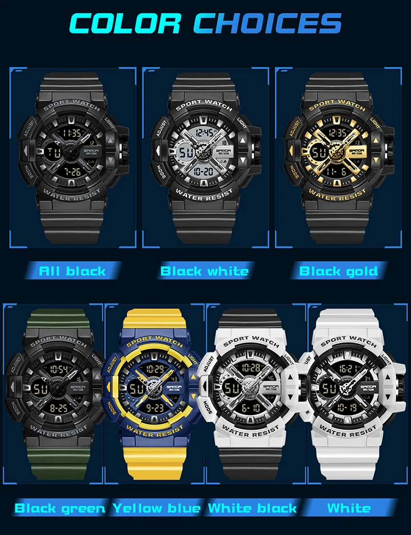 SANDA 2023Top Brand Luxury Military Men's Watches 50M Waterproof Wristwatch Quartz Watch for Men Clock relogio masculino 3128