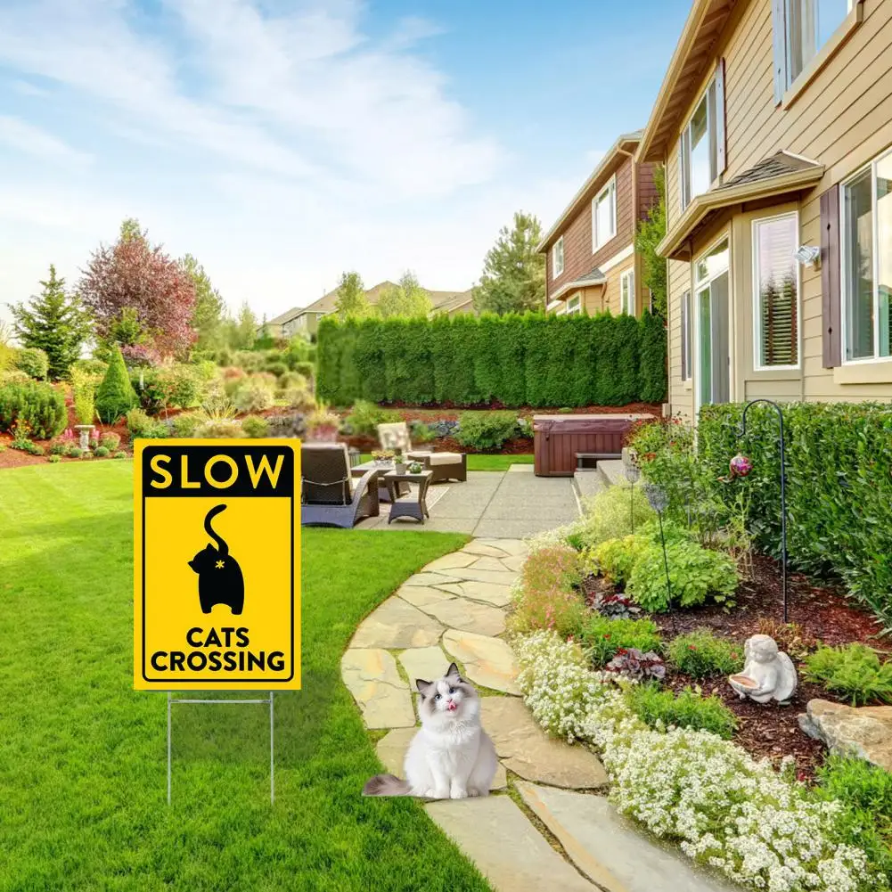 1/2/3Pcs 30*20cm Slow Cats Crossing Sign Wooden Black Kitten Ass Cross Warning Sign Home Farmhouse Wall Sign Decoration Ornament