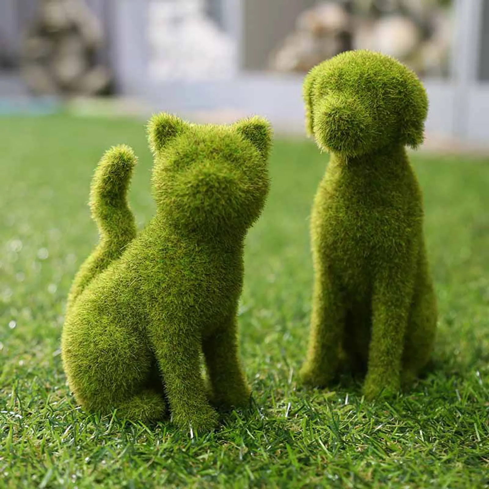 Statues de chien en mousse verte, ornements de jardin, animaux, Figurines  de chiot, décoration d'extérieur