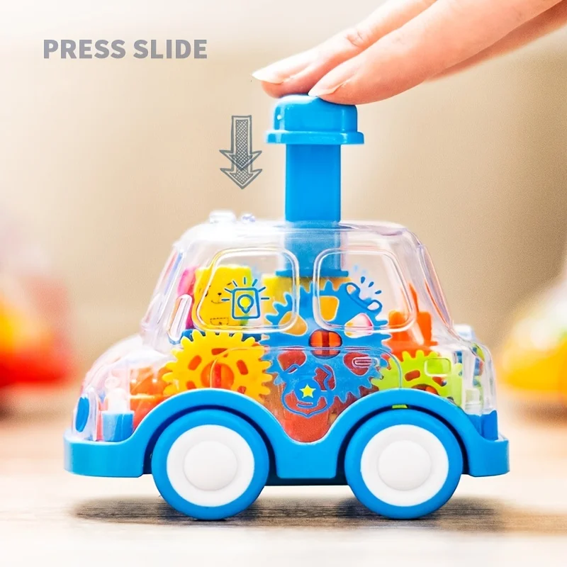 New Cute Walking Transparent Gear Car for Kids Press Toy Car Pull Back Toys  Car Boys And Girls Toys Vehicles Boy Children Gifts