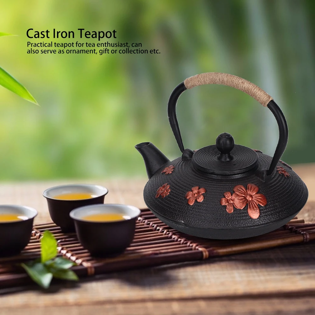 

0.9L Red Oriental Cherry Pattern Classic Cast Iron Teapot Kettle Tea Pot Drinkware Tool Iron Tea Kettle Iron Teapot Iron Tea Pot