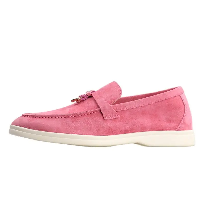 

High-quality leather loafers 2022 classic suede casual step on poop sense a foot off bean shoes single shoe women