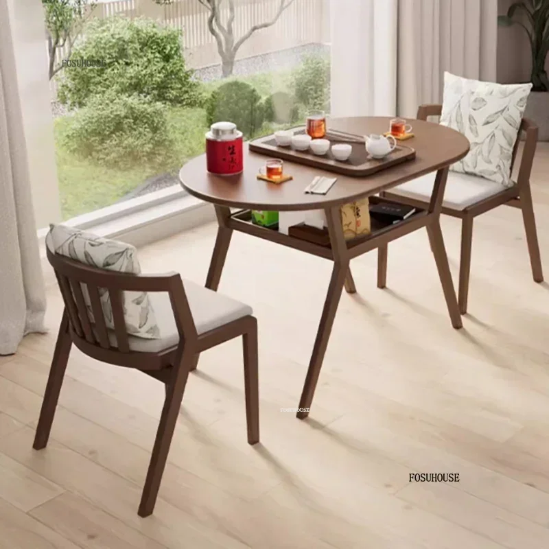 Solid Wood Garden Furniture Set Outdoor Furniture Patio Villa Tables and Chairs Leisure Mini Tea Table Three-piece Set