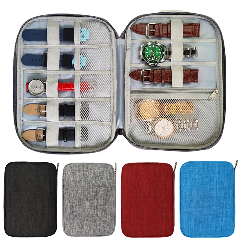 Portable Multifunction Watch Organizer Case Travel Apple Watch Strap Band Box Nylon Storage Bag Watchband Holder Bags Pouch