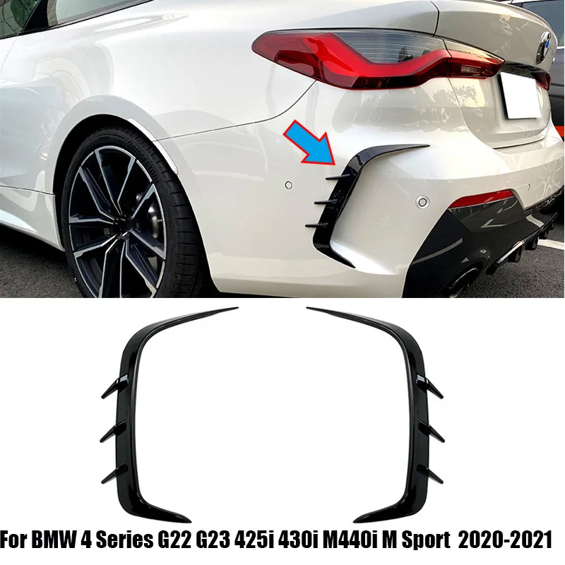 

For BMW 4 Series G22 G23 425i 430i M440i M Sport 2020-2021 Rear Bumper Splitter Spoiler Air Vent Cover Spoiler Canard Sticker