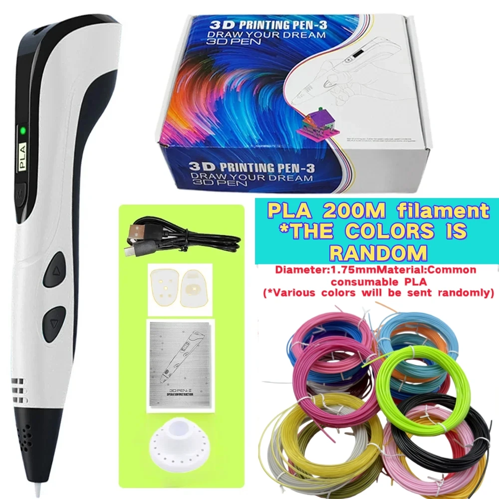 Enhanced 3D Printing Pen with LED Display and PLA Filament - Perfect Gift for Birthdays or Christmas