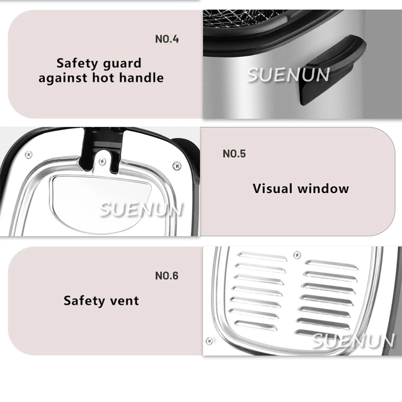 1.2L electric fryer 220V stainless steel detachable liner household mini constant temperature deep fryer