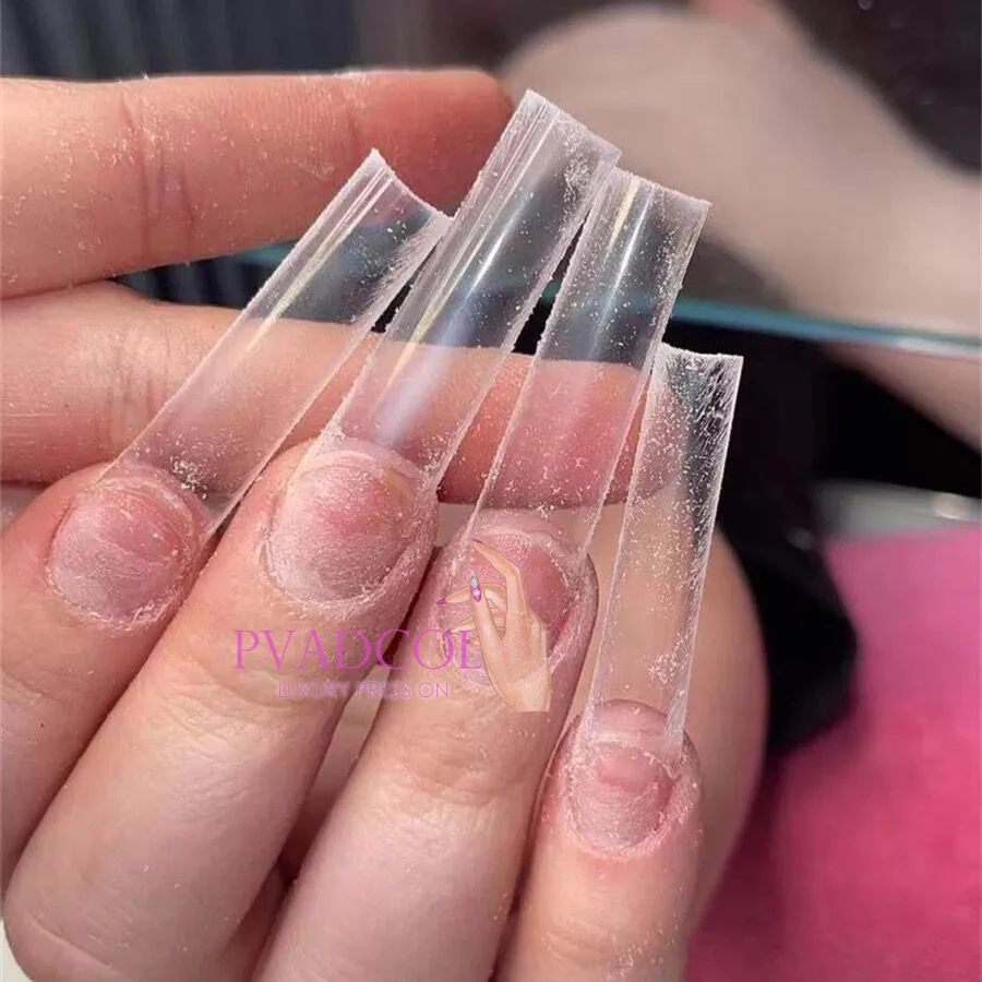 

500pcs/bag ABS Transparent XXL Extra Long Square Nail Tips False Nails French Artificial Fingernails Half Cover