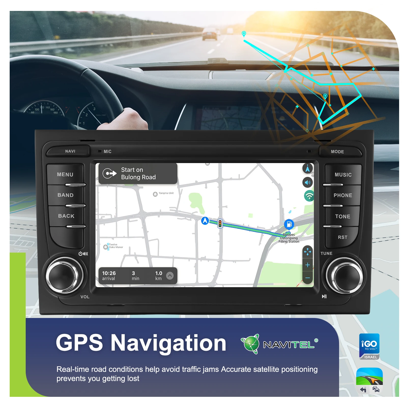 Reproductor de radio para coche Podofo de 7'' con Carplay inalámbrico para Audi A4 2002-2007 S4 RS4 B6 B8 B7, Android Auto, Wifi, GPS, FM, RDS, reproductor multimedia para coche 5
