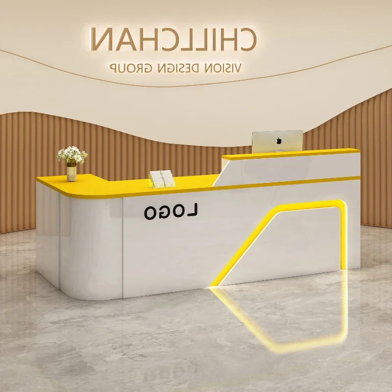 Design Counter Reception Desks Manager Black Bar Front Reception Center Office L-Shape Mostrador Negocio Commercial Furniture