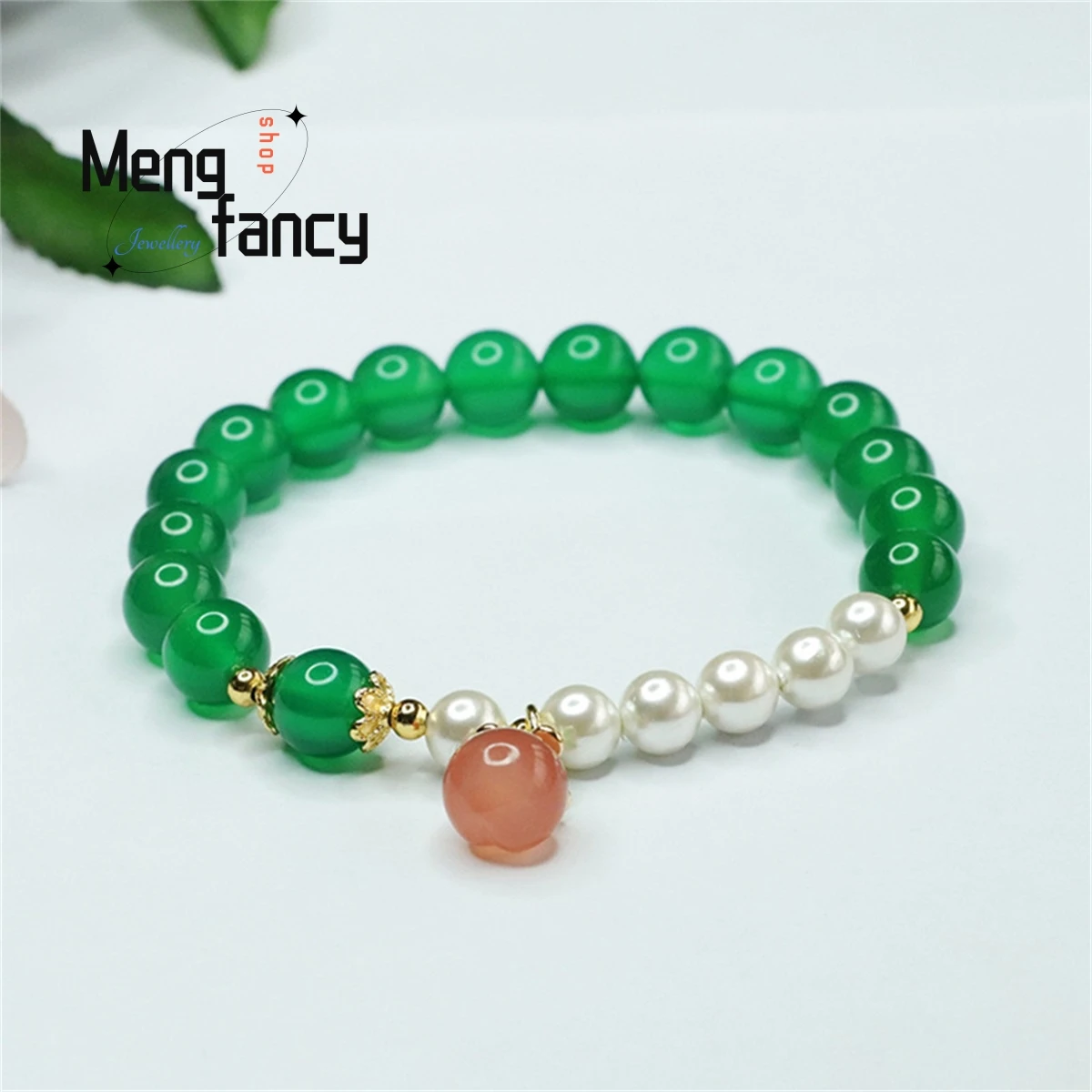 

Natural Chrysoprase Salt Source Agate Peach Bracelet Charm Generous Fashion Versatile Exquisite Best Selling Luxury Fine Jewelry