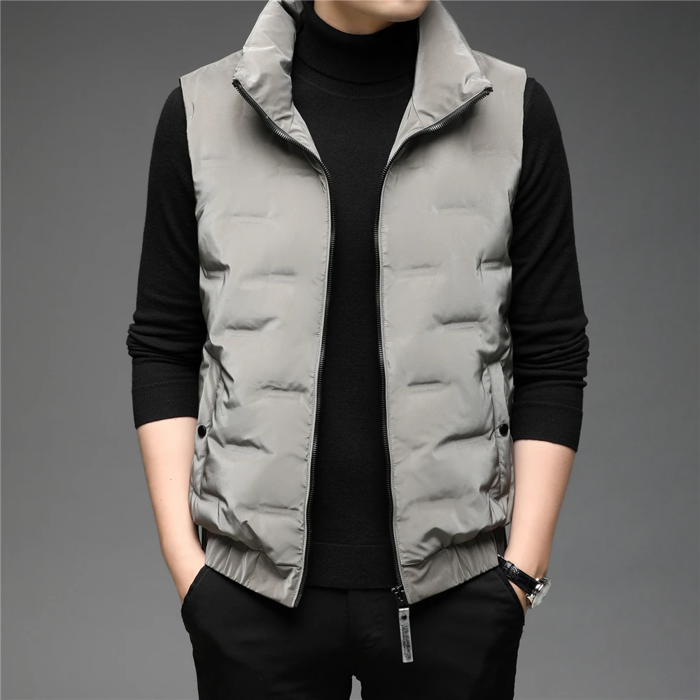 

90% White Duck Down Vest Men Clothing Winter New Arrival Parkas Big Pocket Zipper Stand Collar Sleeveless Jackets Z8218