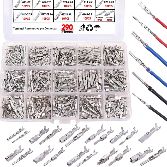 290PCS รถ Terminal Pin Connectors 1/1.5/1.8/2.2/2.8/3.5 มม.Pins Terminal อัตโนมัติไฟฟ้าชายหญิง CRIMP Pins 1
