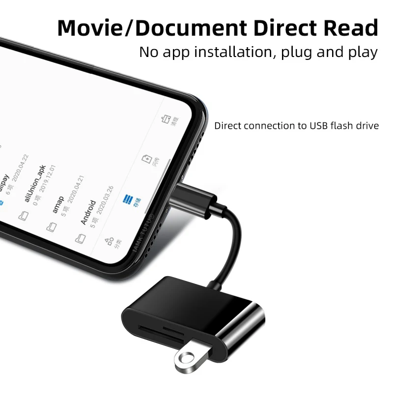 Adaptador USB 5 en 1 a Micro SD / TF y 3 USB