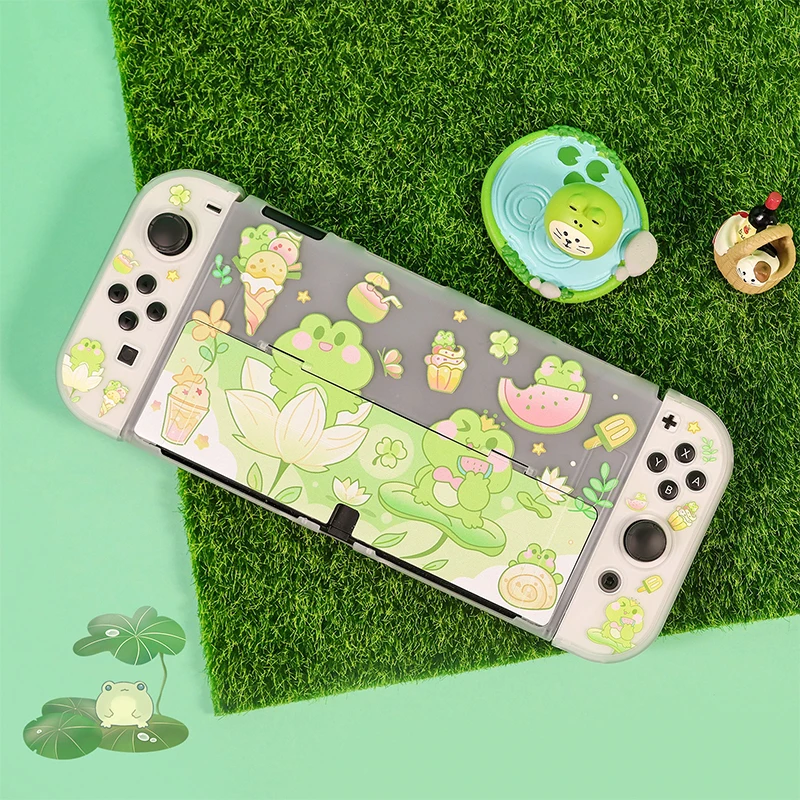 

Cute Frog Funda Case for Nintendo Switch OLED Protective Case Hard PC Cover JoyCon Controller Gaming Accessories for Switch