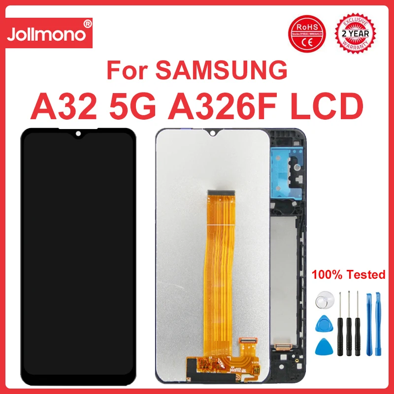 

Замена экрана дисплея A32 5G, для Samsung Galaxy A32 5G A326 A326U, ЖК-дисплей с сенсорным экраном, цифровой дигитайзер в сборе с рамкой