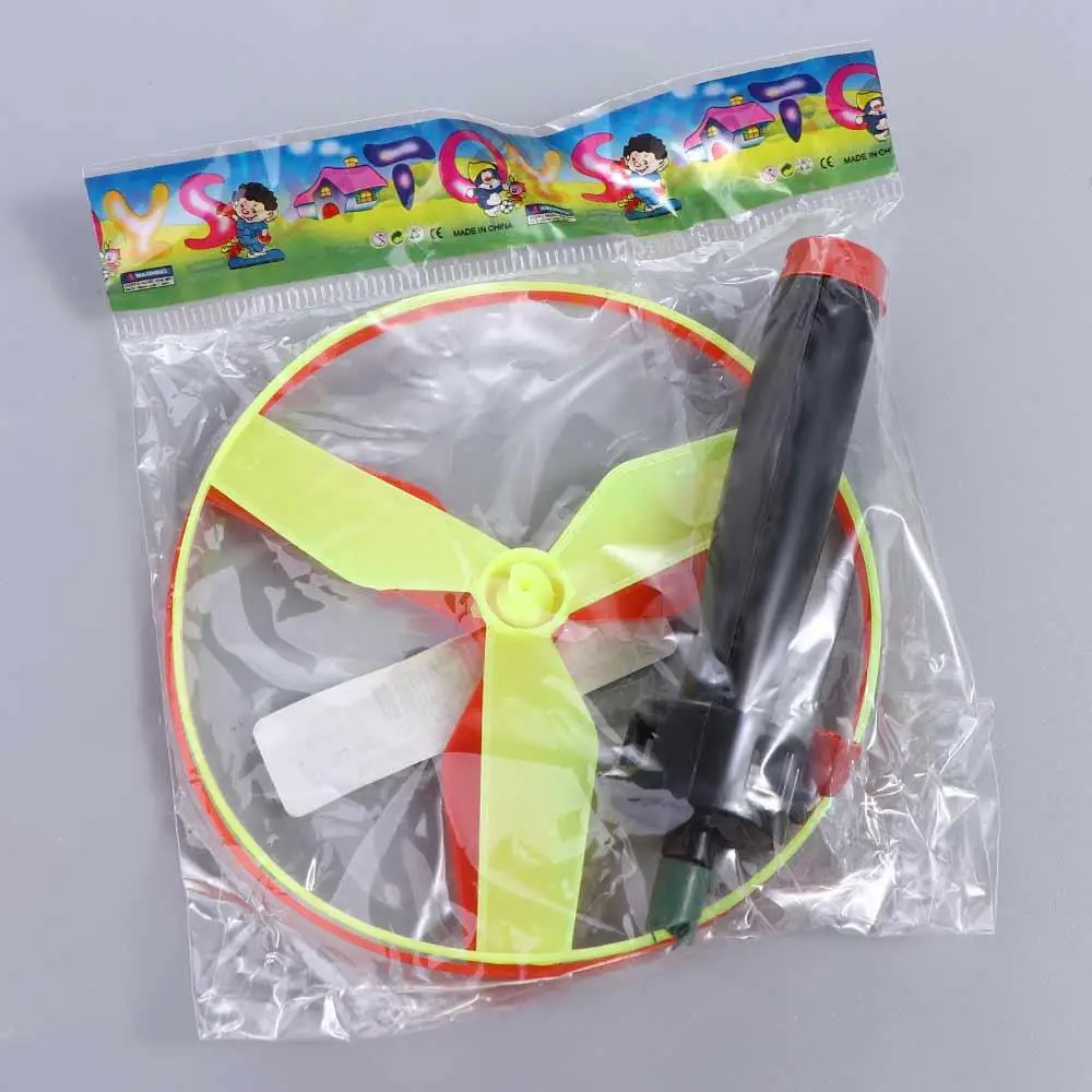 Pull String Pull String Flying Disc Flying Spin Top Hand-push Propeller Helicopter Outdoor Toys Random Color Plastic